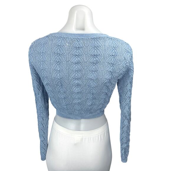 Urban Outfitters Blue Metallic Knit Long Sleeve Button Up Cardigan Sweater Top S - Picture 2 of 4